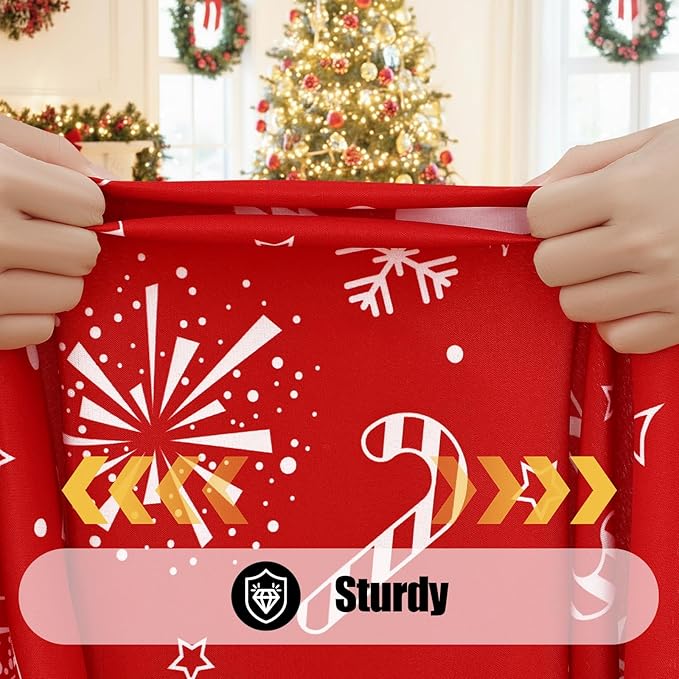 Smiry 2 Pack Rectangle Christmas Table Cloth, Waterproof Elastic Fitted Tablecloths, Washable Polyester Rectangular Patio Table Cover for Christmas Dinner (Snowflower, 30"x72")