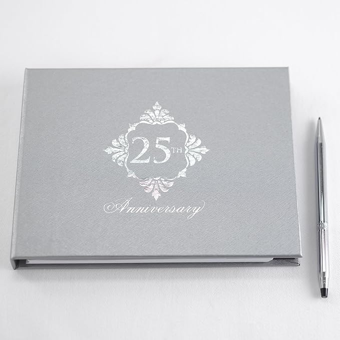Hortense B. Hewitt Wedding Anniversary Guest Book, 7.5 x 5.75-Inch, Silver 25th Anniversary