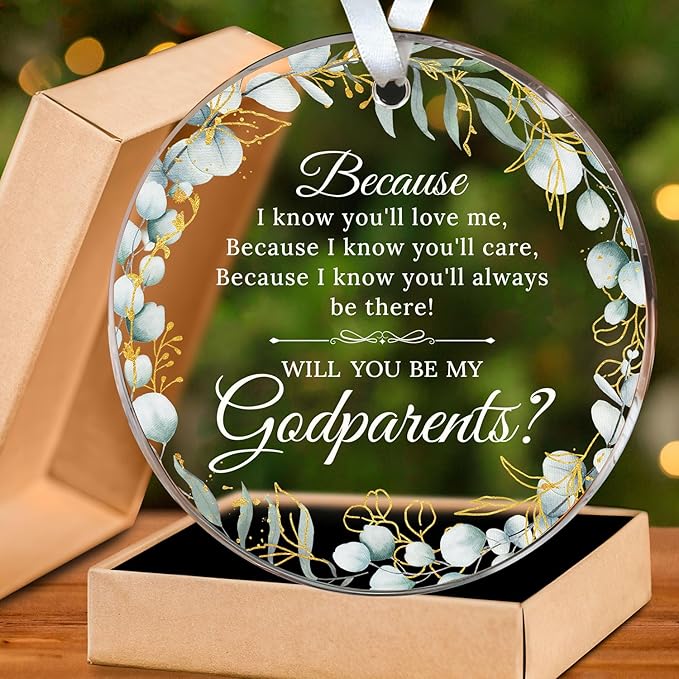 HEXMOZ Godparents Proposal Gift - Will You Be My Godparents Ornament - Godparent Gifts for Baptism, Catholic Godparent Ornament, Present from Godchild - Acrylic Christmas Ornaments 2026