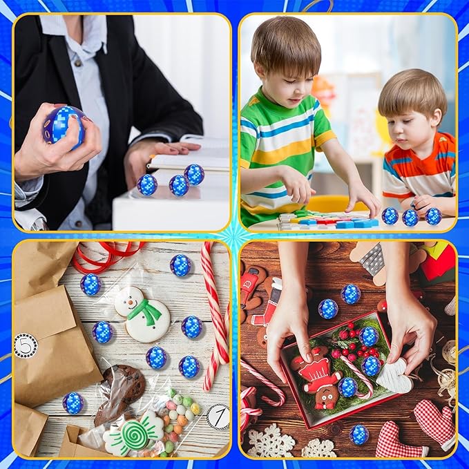 24 PCS Blue Golden Rings Stress Balls for Kids Party Favors, 1.57 Inch Anxiety Relief Fidget Sensory Toys Golden Rings Theme Squeeze Toys Bulk for Birthday Goodie Bags Carnival Gifts Classroom Prizes