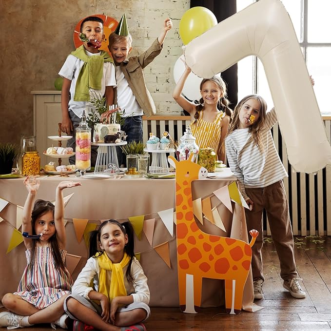 Smlpuame 40 Inch Beige Number 7 Balloons for Girls Boys 7th Birthday, Giant Self Inflating Cream Foil Number Balloons 0-9 Large White Sand Digital 7 Balloon for Party Decorations Anniversary Supplies