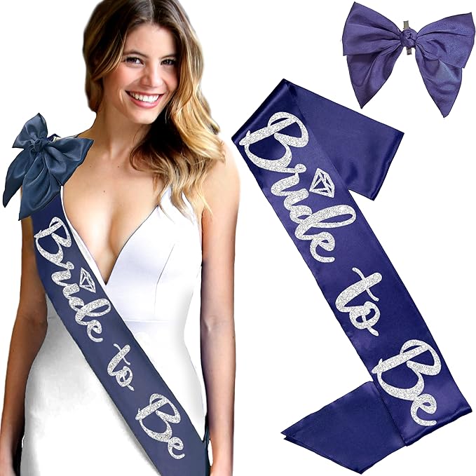 RhinestoneSash Something Blue for Bride - Navy Bridal Party Sash - Denim and Diamonds Bachelorette Party