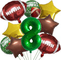 Football Balloons Foil Football Birthday Decorations Balloons Green Number 8 Balloon Gold Brown Star Touchdown Ballons for Rugby Birthday Decorations Sports Ballons Arch Kits Party Balloon Sets 9pcs