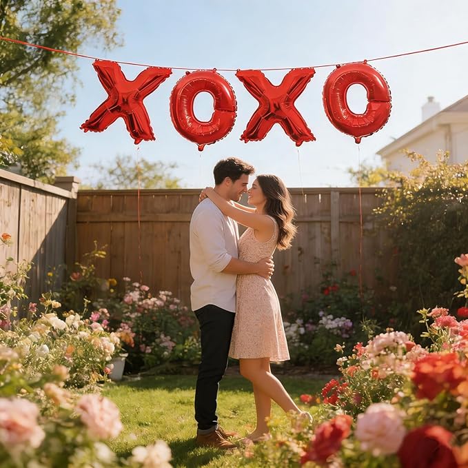 Soochat XOXO Balloons | Valentine Letters Mylar Foil Balloons - Bachelorette Parties Wedding Bridal Showers Photo Props Decorations Valentines Day Party Supplies (Red)