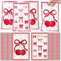 Bow Party Favor Bags - 50Pcs Red Cherry Goody Candy Treat Gifts Bags Bow themed Party Decorations for Kids Girls Women Birthday Wedding Bridal Baby Shower Bachelorette Party Supplies