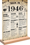 DARUNAXY 80th Birthday Party Decorations, Vintage Back in 1946 Poster Acrylic Sign with Stand 80 Year Old Party Supplies for Men& Women Vintage 1946 Table Decor 80th Anniversary Class Reunion Gifts