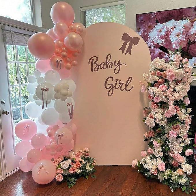 Pearl Pink Balloons, 60Pcs 12Inch Pink and White Balloons Including Double Stuffed Pink Pastel Macaron Light Pink White Clear Balloons for Wedding Bridal Shower Baby Shower Birthday Party Decorations