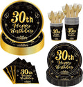 144PCS 30th Birthday Plates and Napkins Birthday Party Supplies 30th Birthday Party Decorations for Men Women Disposable Party Tableware Including Paper Plates Napkins Cups Forks Serve 24