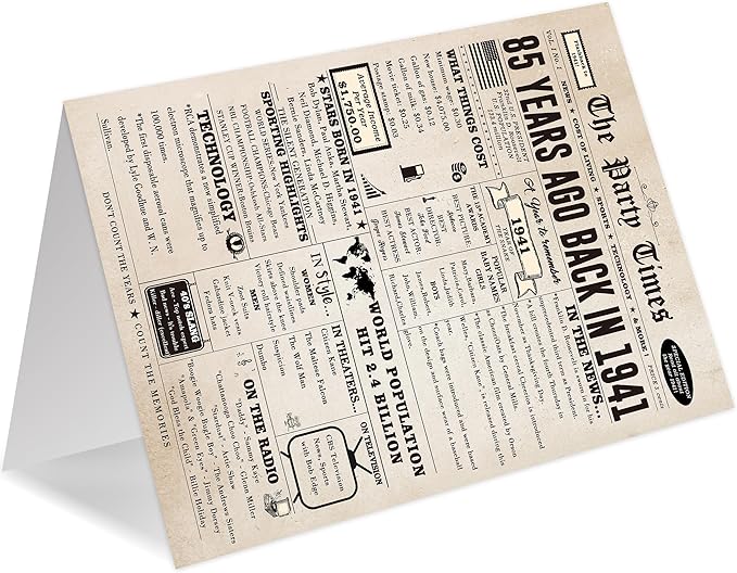 Ziwenhu Jumbo 85th Birthday Gift for Mom Dad,Vintage 85 Year Old Birthday Card for Grandma Grandpa,Unique 85 Birthday Decorations Gift for Men Women