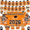Graduation Decorations 2026 Orange Themed Set - Congrats Grad Banner, Class of 2026 Backdrop, Balloons & Streamers Kit - Complete Party Supplies for High School & College Celebrations