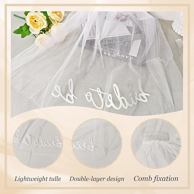 Daxolanz Bride To Be Sash and Veil White Set – Decorations, Favors, Bridal Shower Accessories, Engagement Party Supplies