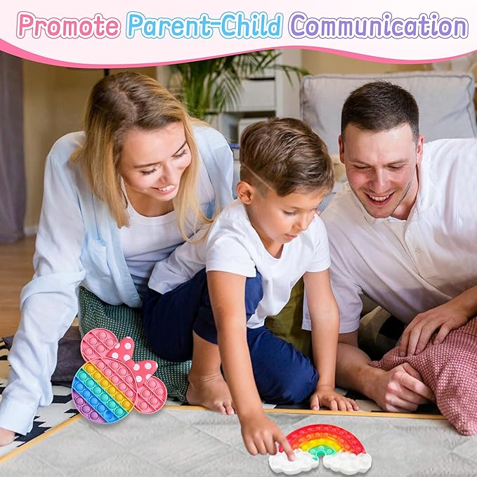 Kids Girls Fidget Toys, Push Bubble Sensory Toy for Toddlers Age 3 4 5-7,Autism Stress Reliever for Classroom Prize Interactive Game Party Favors Birthday Gift Travel Office
