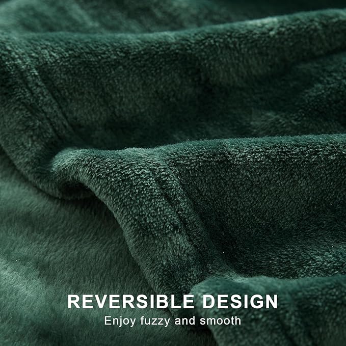 Hansleep Fleece Blanket for Couch Dark Green, Super Soft Flannel Fuzzy Throw Plush Cozy Blanket for All Seasons, Dark Green, Throw 50x60 Inches