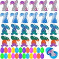 24Pcs Easter Pop Its and Basket Stuffers with Colorful Eggshell,Mini Pop Keychain Rainbow Silicone Simple Fidget Toys Fidget Relieve Anxiety Stress Hand Office Desk Toys for Kids Adults