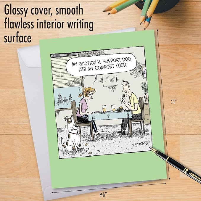 NobleWorks Jumbo Funny Birthday Paper Card From Us 8.5 x 11 Inch with Envelope (1 Pack) Big, Jumbo Bday Support Dog J3647BDG-US