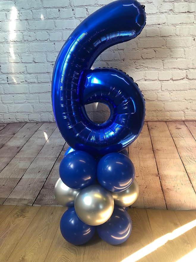 Night Blue Number 6 Balloon 40 Inch, 6 Balloon Number, 6th Birthday Decorations, Night Blue Party Supplies for Boys Girls