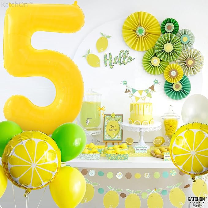 KatchOn, Yellow Number 5 Balloon - Giant, 40 Inch | Yellow 5 Balloon, 5th Birthday Decorations for Boys | 5th Birthday balloon for 5 Year Old Birthday Decorations, Anniversary