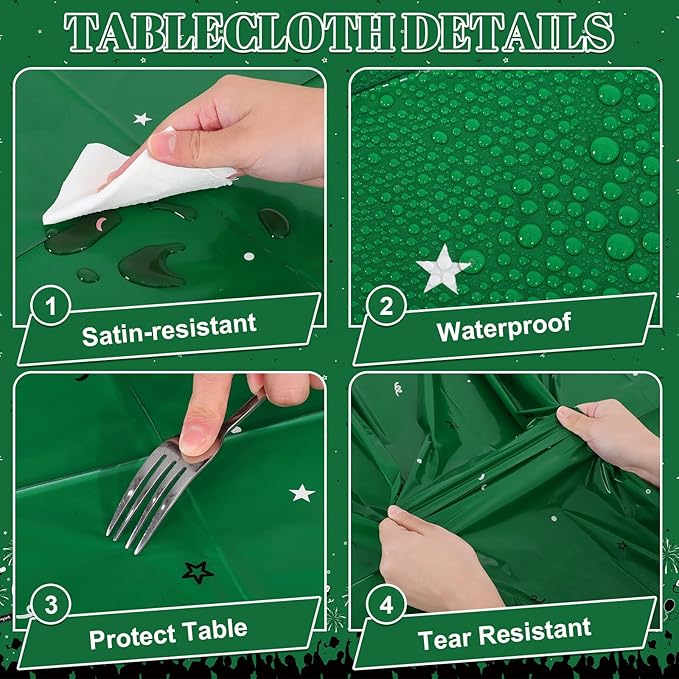 3 Pack Plastic Graduation Tablecloth, Graduation Decorations 2026 Disposable Rectangle Green Black Table Cover, 2026 Gongrats Grad Table Cloths for Graduation Party Decorations, 54x108Inch