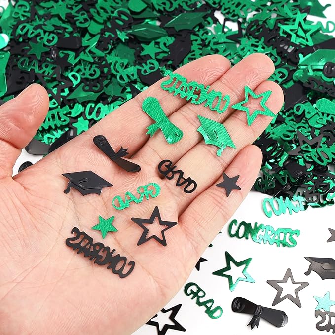 Green and Black Graduation Confetti 2026, 1000 Pcs Congrats Grad Confetti Class of 2026 Party Table Centerpiece for Graduation Party Decorations