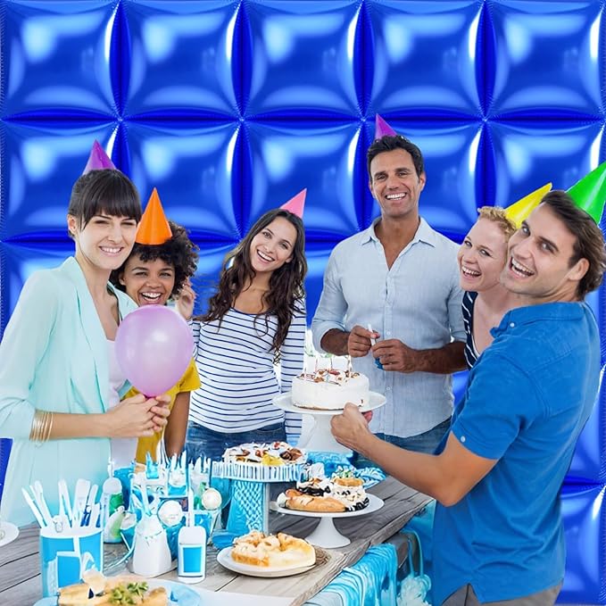 50pcs Navy Blue Foil Balloons Wall Backdrop with 80pcs Dark Blue Balloon Garland Arch Kit, Double Sided Balloon Tunnel for Anniversary New Year Birthday Graduation Ribbon Party Decorations