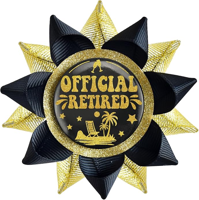 Handmade Official Retired Pins, Black Gold Retirement pins for Men and Women Retirement Party Decorations Supplies, Retired Gifts for Both Women and Men, Office Farewell Party Supplies
