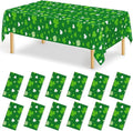 12 PCS St Patricks Day Tablecloth, Disposable 108" X 54" Shamrock Green Plastic Tablecloths, Lucky Shamrock Decor St Patricks Day Decorations for Table, Rectangle Irish Table Cover for Green Party
