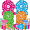 120PCS Mexican Fiesta Plates and Napkins Party Supplies, Cinco De Mayo Party Decorations Tableware Set for Mexico Taco Carnival Colorful Carnival Birthday Pinata Platters Dance Party Serves 20