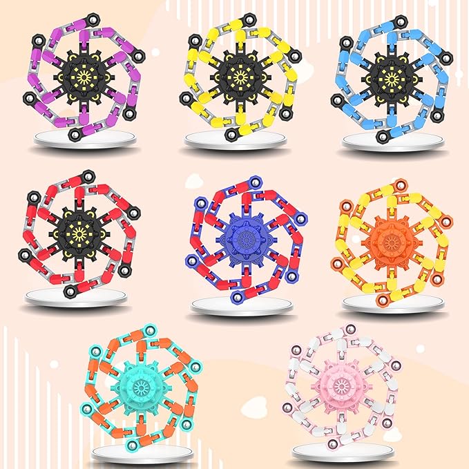 Transformable Fidget Spinners,Funny Stress Relief Sensory Fidget Toys,Deformable Chain DIY Robot Fingertip Gyros Toys Party Favors Kids Easter Basket Stuffers (24PC)