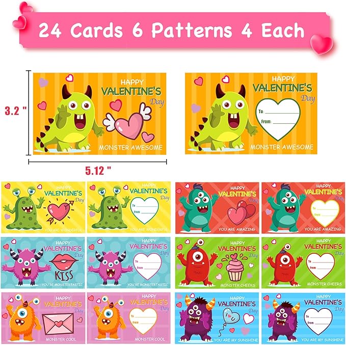 24 Pack Valentines Day Gifts for Kids, LED Puffer Balls with Valentines Cards for Kids Stress Relief Balls Bulk Glow In The Dark for Boys Girls Classroom Exchange Prizes Party Favors Toys