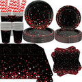 KEFAN Red Black Birthday Party Decorations, Red Black Theme Party Tableware Supplies including Plates, Cups, Napkins, Tablecloth (40)