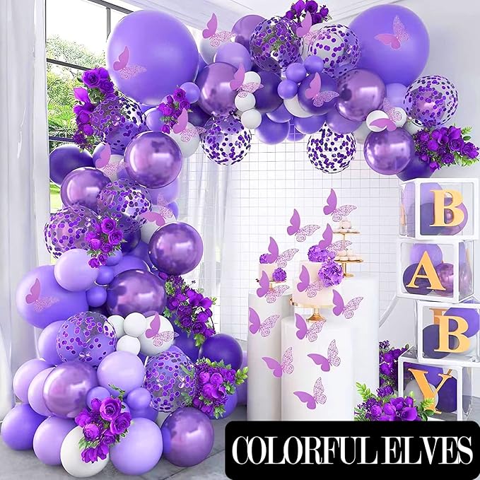 12 Inch 100 Pcs Latex Metallic Chrome Dark Purple Balloons Helium Shiny Thicken Balloons Party Decoration