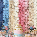 205 Ft Dusty Rose Pink Blue Khaki Beige Circle Dot Backdrop Garland Tissue Paper Polka Dots Hanging Streamer for Gender Reveal He or She Boy or Girl Baby Shower Birthday Wedding Party Decorations