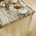 Horaldaily Beige Gold Sparkling Star Gauze Tablecloth 52x70 Inch Rectangular, Golden Star Sequin Glitter Metallic Foil, Sheer Tulle Cheesecloth for Wedding Baby Shower Party