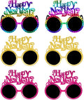 hoyuwak 6 PCS Happy New Year Eyeglasses Glitter Funny New Year Party Glasses Funny Party Sunglasses for Party Supplies