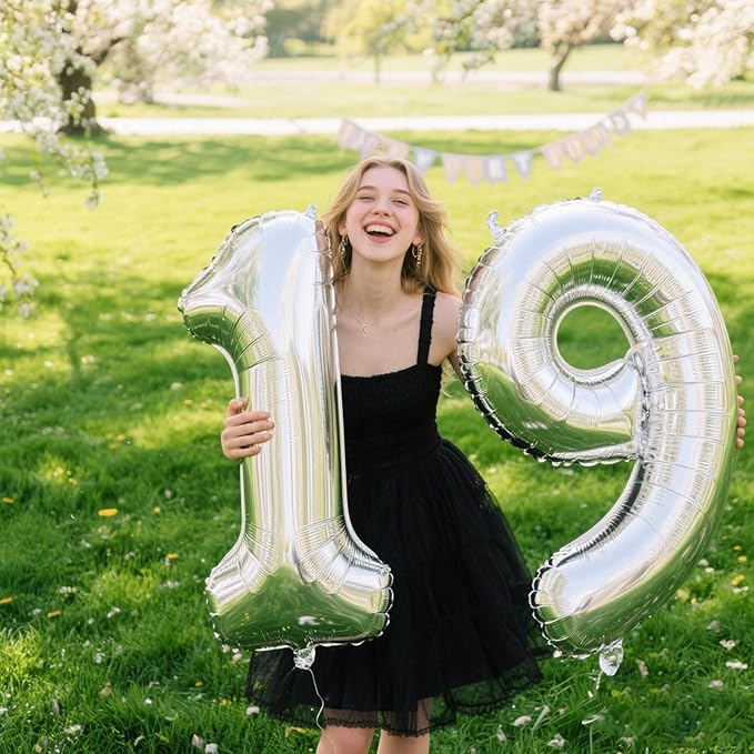 40 Inch Silver 1 Number Balloons Giant number balloons 1 11 12 13 14 15 21st Balloons Silver Birthday Balloons 14th Birthday Anniversary Party Decorations Supplies