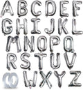 [26 Pcs] 16" Letter Sliver Foil Balloons A-Z set, Mylar Aluminum Hanging Alphabet for Graduation Birthday Party Decorations New Year eve