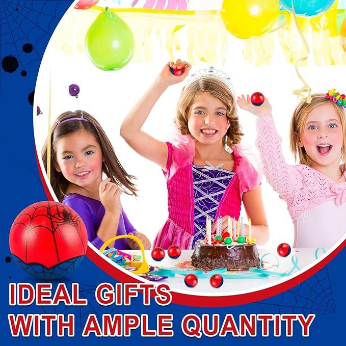 24 Pcs Spider Party Favors Stress Balls,1.57" Fidget Sensory Toys for Kids Birthday Decorations, Goodie Bag Stuffers, Carnival Gifts, Classroom Prizes & Valentines Gifts