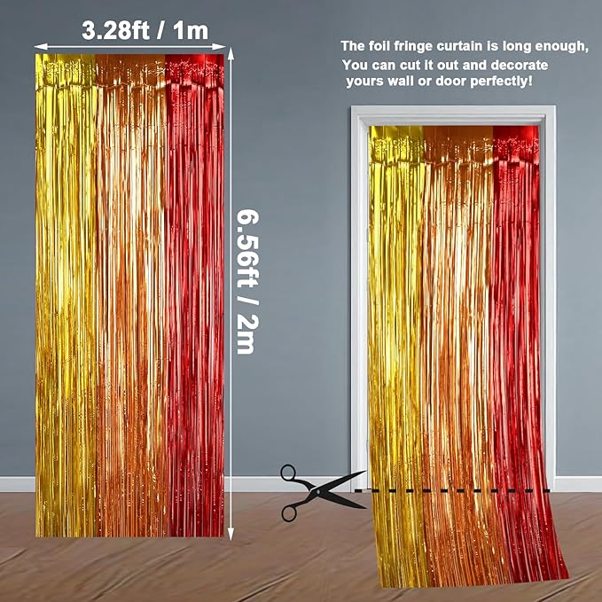 Colorful Birthday Party Decorations, Curtain Tinsel Streamers, Metallic Photo Booth Props for Wedding, Bridal Shower, Candy Party, 2Pack 3.28X6.56Ft