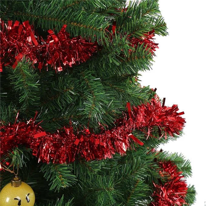 DECORA Red Tinsel Garland for Christmas Tree Decorations Wedding Birthday Party Supplies 33 FEET