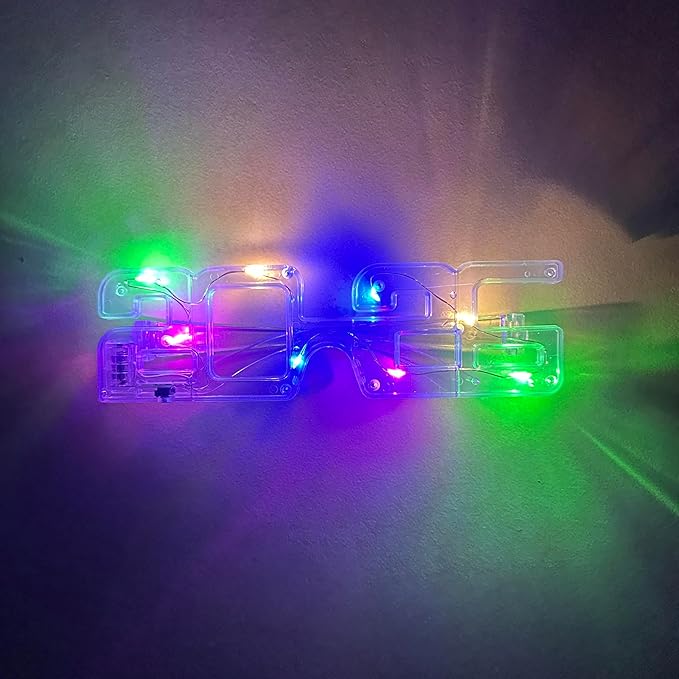 2 Pack 2026 LED Light-Up New Year Party Glasses – Fun Flashing Plastic Party Favors (White)