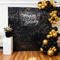 Black Shimmer Wall Backdrop 48 Pcs - 8x6ft Glitter Sequin Photo Booth Background for Wedding Birthday Party Anniversary Decor, Reusable & Easy to Install with Zip Ties Included