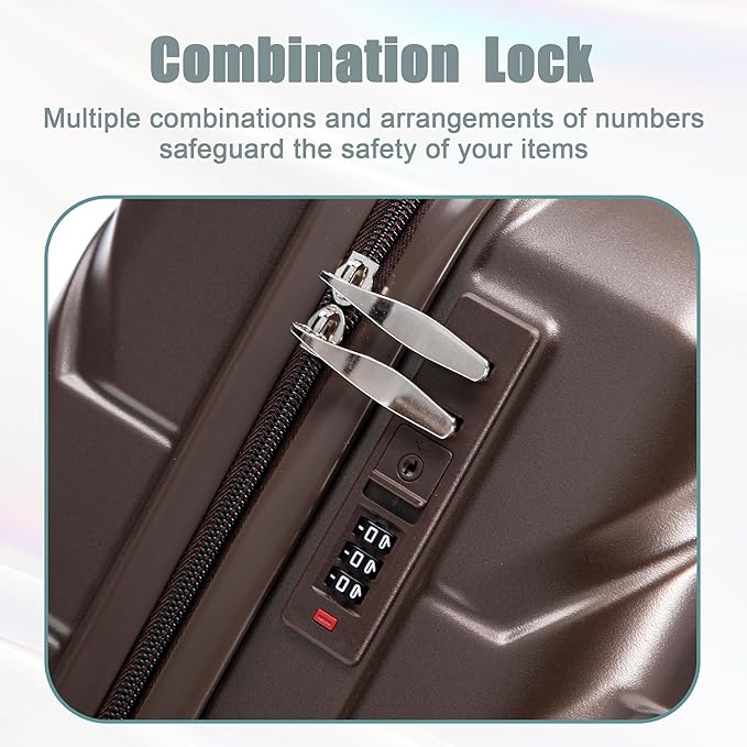 20+14 Inch Hardshell Luggages, Lightweight Durable ABS Suitcase with Spinner Wheels