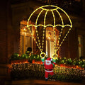 Toodour Christmas Decorations Lights Outdoor, 2.8FT Christmas Parachute Lights with Santa Claus, Waterproof 8 Modes Hanging Warm White Xmas Light - Holiday Decorative Light for Indoor Eave Roof