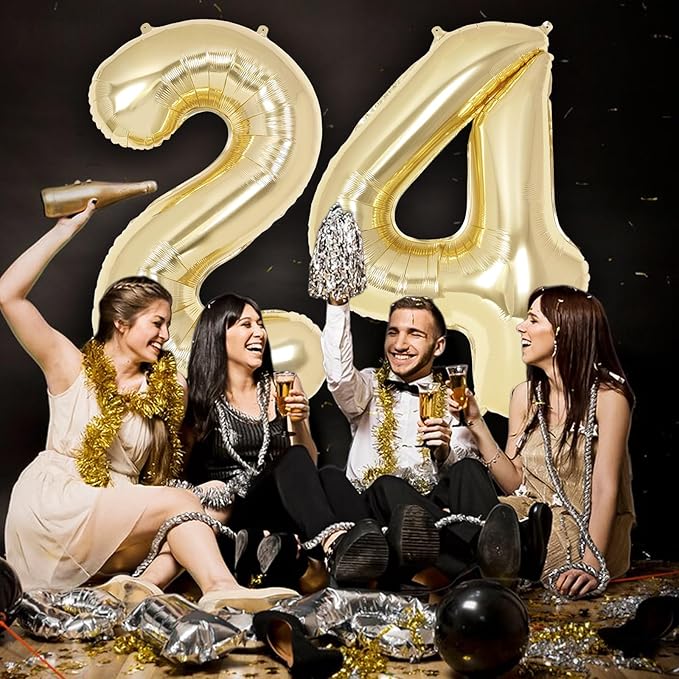 Light Gold Number 4 Balloon 40 Inch, Big Large Foil Helium White Gold Number Balloons, Giant Mylar Number 4 Balloons for 4 Year Old Birthday Party Decorations Supplies Anniversary