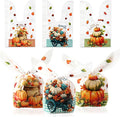 ldyllicStyle Thanksgiving Fall Treat Bags, 100 PCS Goodie Candy Snacks Gift Rabbit Ear Bag, Plastic Goody Snacks Bag for Thanksgiving Autumn Fall Harvest Holiday Party Favors Decoration Supplies White