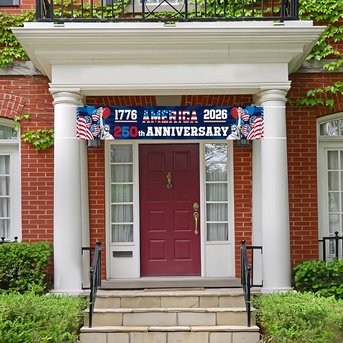 250th Anniversary American Banner Flag, 4th of July Decorations,1776-2026 USA 250th Birthday Premium Banner with Grommets, Decorations for Outdoor, Indoor, Yard, Garden, Porch (Style 1)