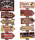 Hooqict 20 Pieces Pirate Party Decorations Sign Beware of Pirates Party Directional Signs Pirate Themed Birthday Party Banner Supplies