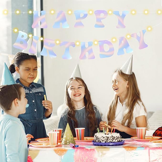 DIY Party Holographic Banner - 112Pcs Make Your Own Customize Letters with Lights Holographic Banners Kit for Birthday Baby Shower Valentines House Warming Wedding Holiday Party Decoration