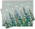 Winter Pine Tree Placemats Set of 4, Watercolor Forest Snowflake Dining Place Mats Table Decor, Christmas Woodland Seasonal Home Kitchen Decoration 12 x 18 Inches