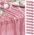 Wokceer Cheesecloth Table Runner 12Pack 10FT Pink Boho Gauze Cheese Cloth Table Runner for Party Long Rustic Sheer Table Runners for Baby Bridal Shower Wedding Easter Table Decor